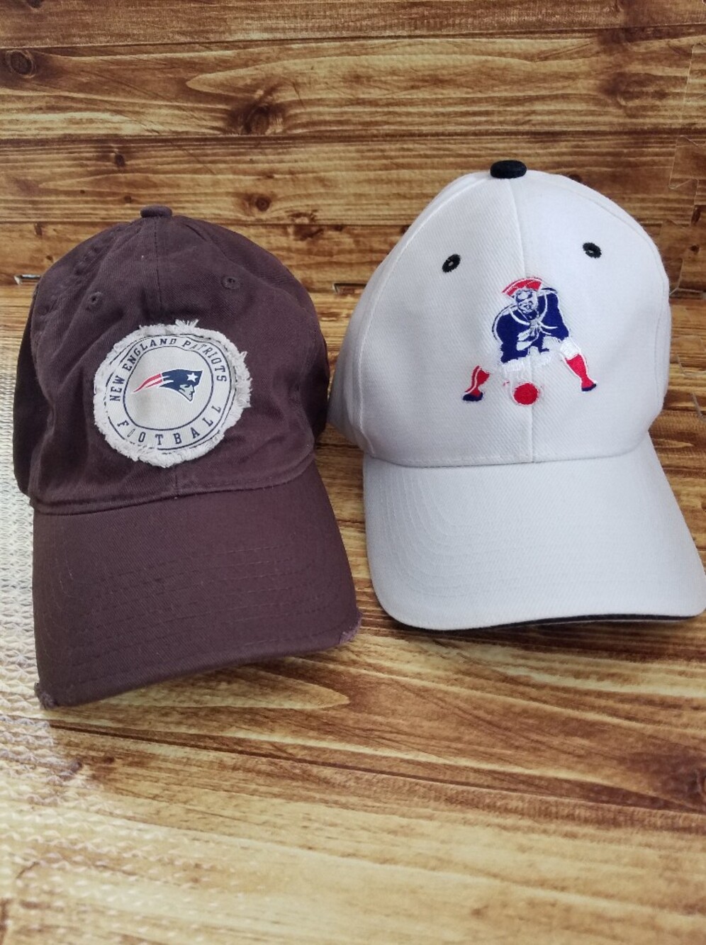 New England Patriots Brown White Baseball Cap Set Bundle NFL Football Pats Hat